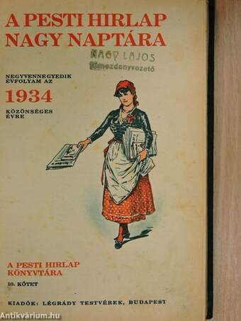 A Pesti Hirlap Nagy Naptára 1934.