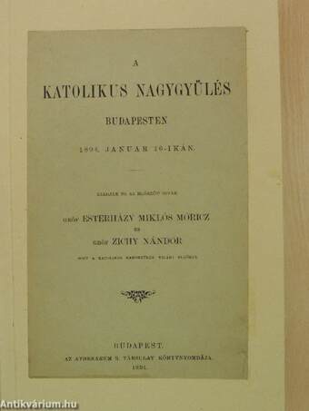 A katolikus nagygyülés Budapesten 1894. januar 16-ikán