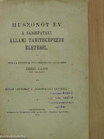 Huszonöt év a Sárospataki Állami Tanitóképezde életéből