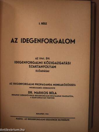 A magyar idegenforgalom évkönyve 1941. I-II.