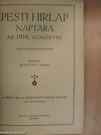 Pesti Hirlap Naptára 1916.