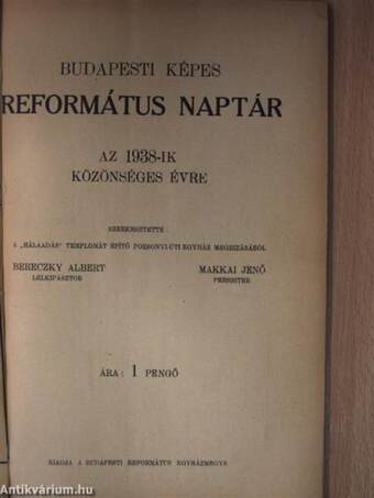 Budapesti képes református naptár 1938