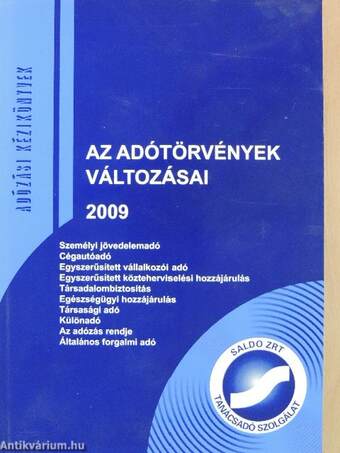 Az adótörvények változásai 2009