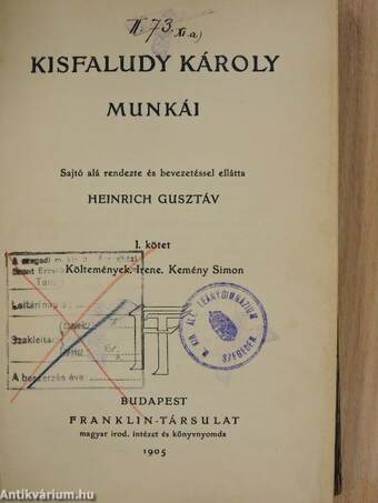 Kisfaludy Károly munkái I.