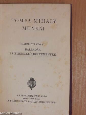 Tompa Mihály munkái III.