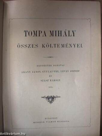 Tompa Mihály összes költeményei