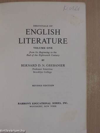 Essentials of the English literature I-II.