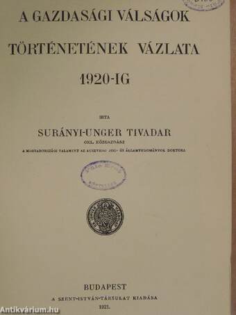 A gazdasági válságok történetének vázlata 1920-ig/Magyarország statisztikája