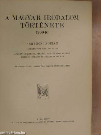 A magyar irodalom története 1900-ig