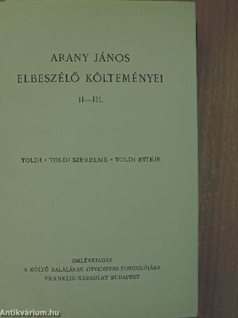 Arany János elbeszélő költeményei II-III.