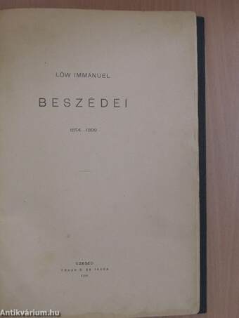 Lőw Immánuel beszédei