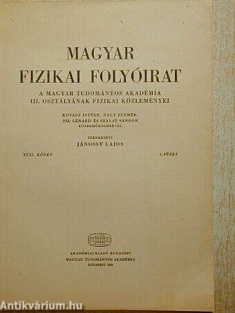 Magyar Fizikai Folyóirat XVII. kötet 5. füzet