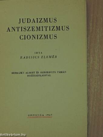 Judaizmus, antiszemitizmus, cionizmus