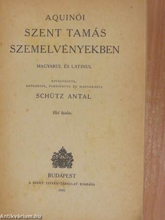 Aquinói Szent Tamás szemelvényekben