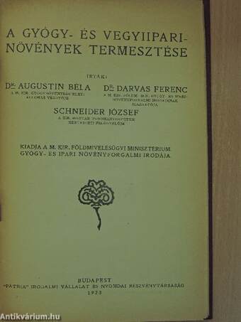 A gyógy- és vegyiipari növények termesztése