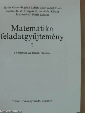 Matematika feladatgyűjtemény I.