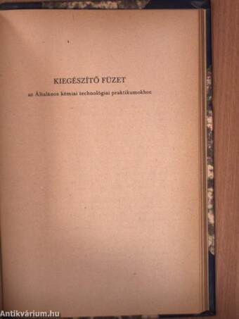 Általános kémiai technológiai praktikum/Kiegészítő füzet az Általános kémiai technológiai praktikumokhoz