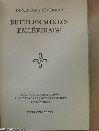 Bethlen Miklós emlékiratai