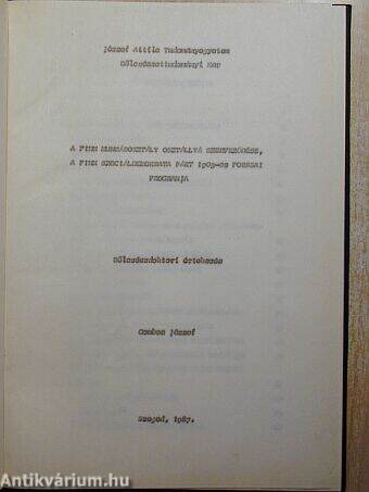 A finn munkásosztály osztállyá szerveződése, a finn szociáldemokrata párt 1903-as forssai programja