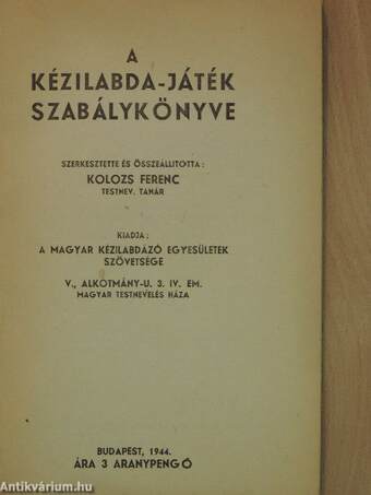 A kézilabda-játék szabálykönyve