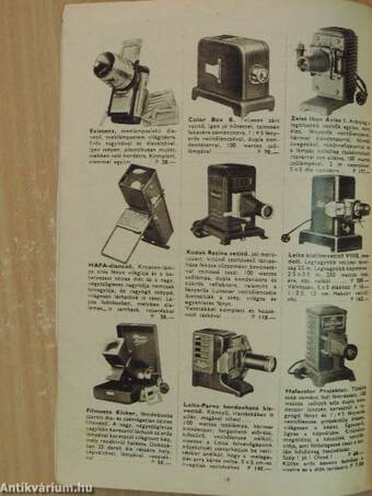 HAFA téli-árjegyzék 1940-41./Alkalmi vételű, kiárusítási, vagy használt fényképezőgépek jegyzéke