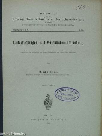 Untersuchungen mit Eisenbahnmaterialien (gótbetűs)