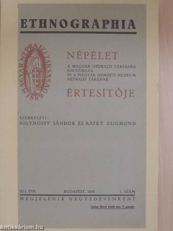 Ethnographia - Népélet 1930/1-4. szám/A Magyar Nemzeti Múzeum Néprajzi Tárának értesítője 1930/1-4. szám