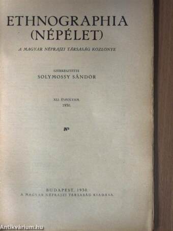 Ethnographia - Népélet 1930/1-4. szám/A Magyar Nemzeti Múzeum Néprajzi Tárának értesítője 1930/1-4. szám