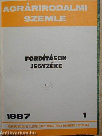 Agrárirodalmi Szemle 1987/1-12.