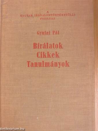 Bírálatok - Cikkek - Tanulmányok