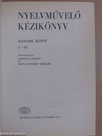 Nyelvművelő kézikönyv II. (töredék)