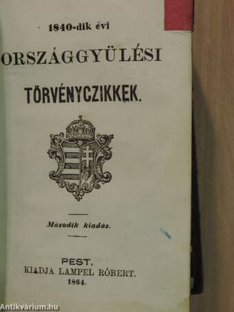 1836-dik évi országgyülési törvényczikkek/1840-dik évi országgyülési törvényczikkek/1844-dik évi országgyülési törvényczikkek/1847-48. évi országgyülési törvényczikkek/Az országbirói értekezlet javaslatai a törvénykezés tárgyában/ (rossz állapotú)