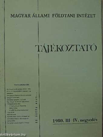 Magyar Állami Földtani Intézet Tájékoztató 1980. III-IV. negyedév