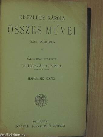 Kisfaludy Károly összes művei 3-4. (töredék)