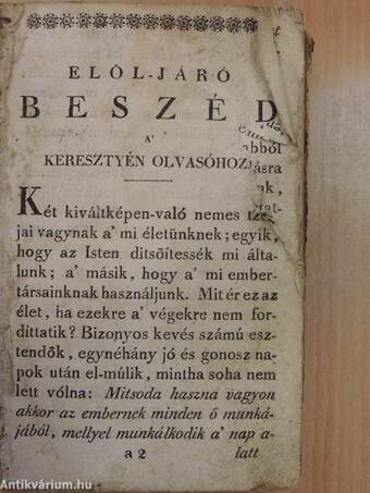 Keresztyéni tanítások és imádságok a keresztyén embernek különb-különbféle állapotai és szükségei szerént (rossz állapotú)