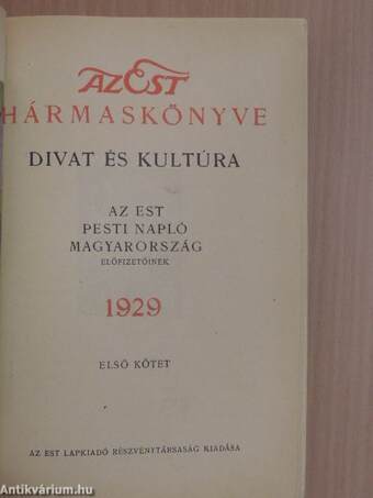 Az Est hármaskönyve 1929. I.