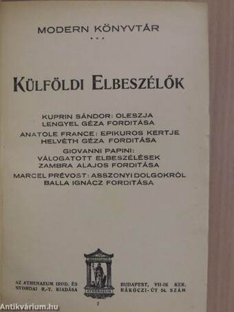 Külföldi elbeszélők IV.