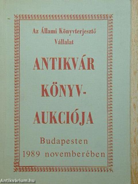 Az Állami Könyvterjesztő Vállalat antikvár könyvaukciója Budapesten 1989 novemberében