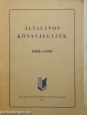 Általános könyvjegyzék 1958-1959