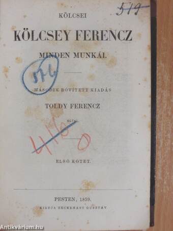 Kölcsei Kölcsey Ferencz minden munkái 1-2.