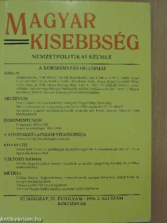 Magyar Kisebbség 1998/2.