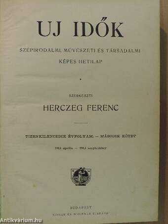 Uj Idők 1912. október-1913. szeptember I-II.