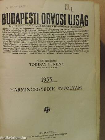 Budapesti Orvosi Ujság 1933. január-december