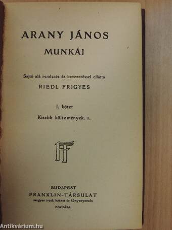 Arany János munkái I.