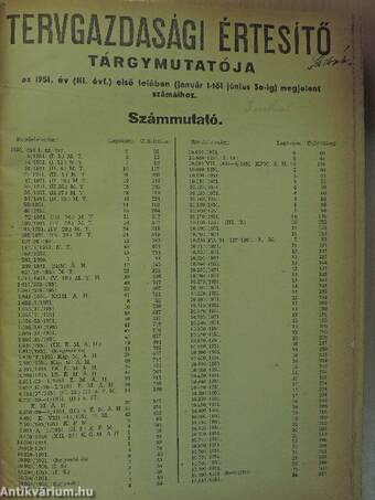 Tervgazdasági Értesítő 1951. január-december I-II.