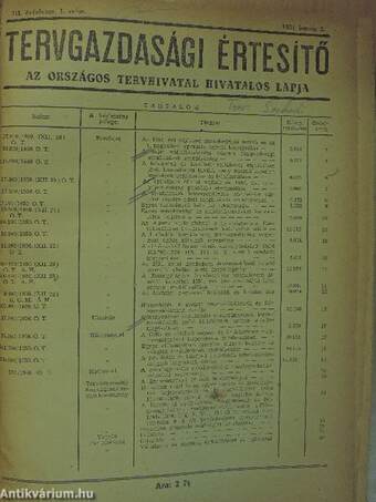 Tervgazdasági Értesítő 1951. január-december I-II.