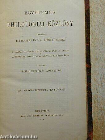 Egyetemes Philologiai Közlöny 1908.