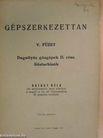 Gépszerkezettan V.