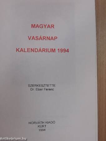 Magyar Vasárnap Kalendárium 1994