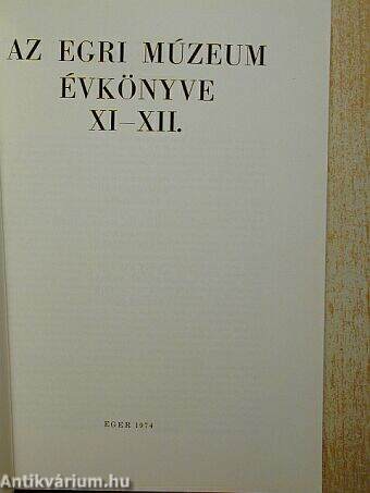 Az Egri Múzeum Évkönyve XI-XII.